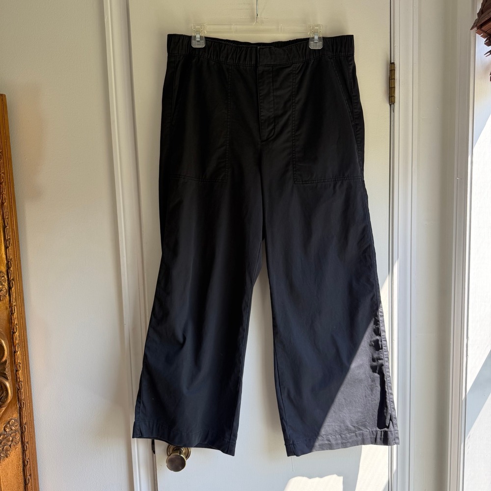 Gap Womens Black Wide Leg Utility Crop Pants Elastic Waist Size L